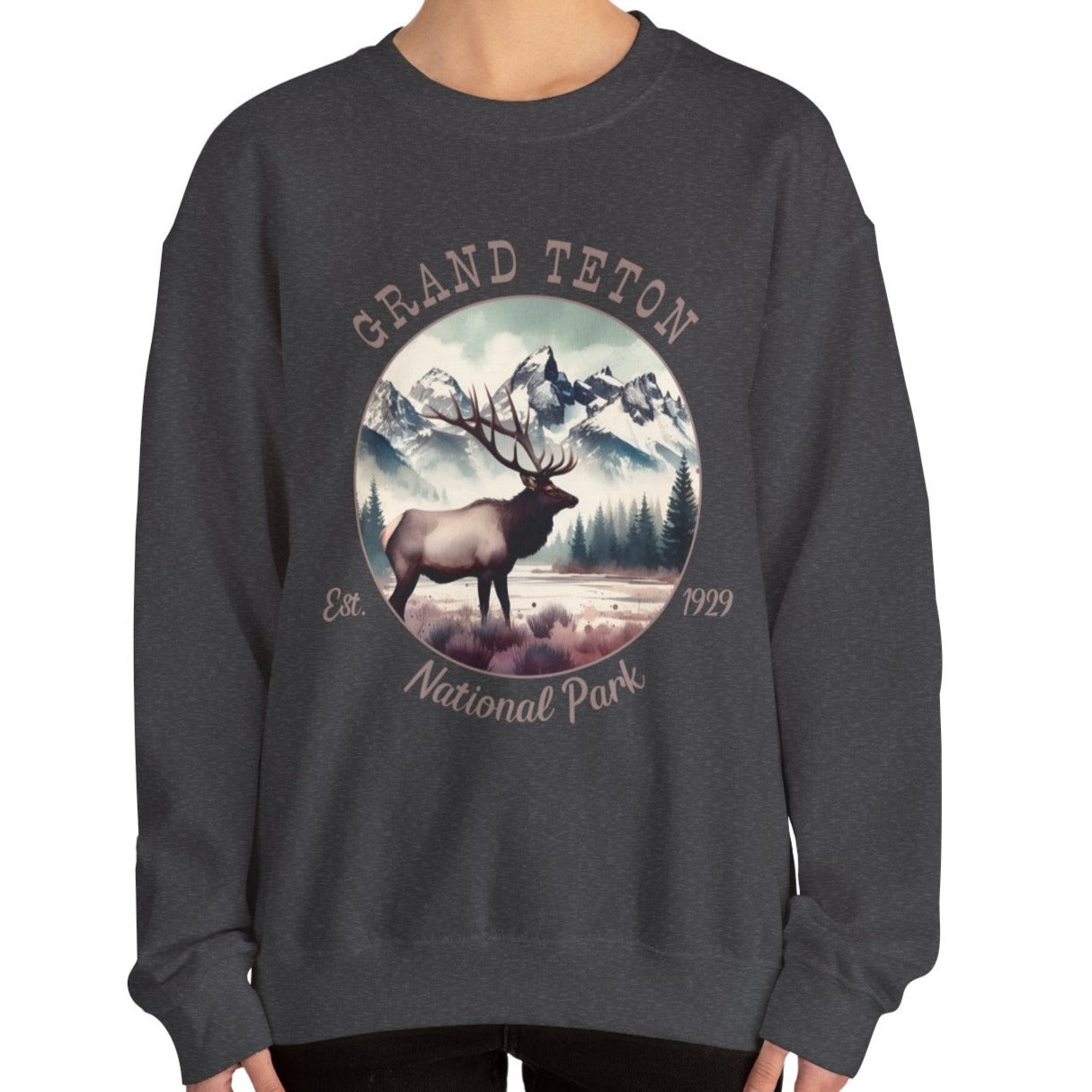 us grand teton grey sweatshirt is great gift for girlfriend, mindful present for husband emberking on his journey to us np, ccessories for those who live wild life and love us national parks