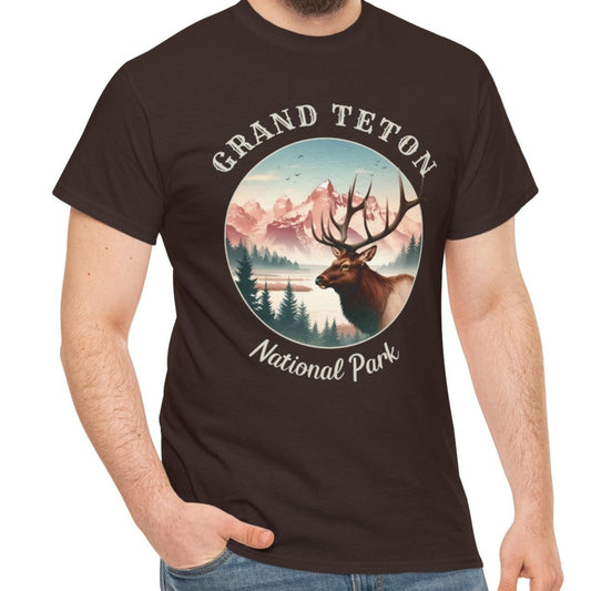 us grand teton national park t-shirt nice gift for girlfriend, mindful present for husband on journey to us np, apparel to live wild life and love us national parks, chocolate brown t-shirt