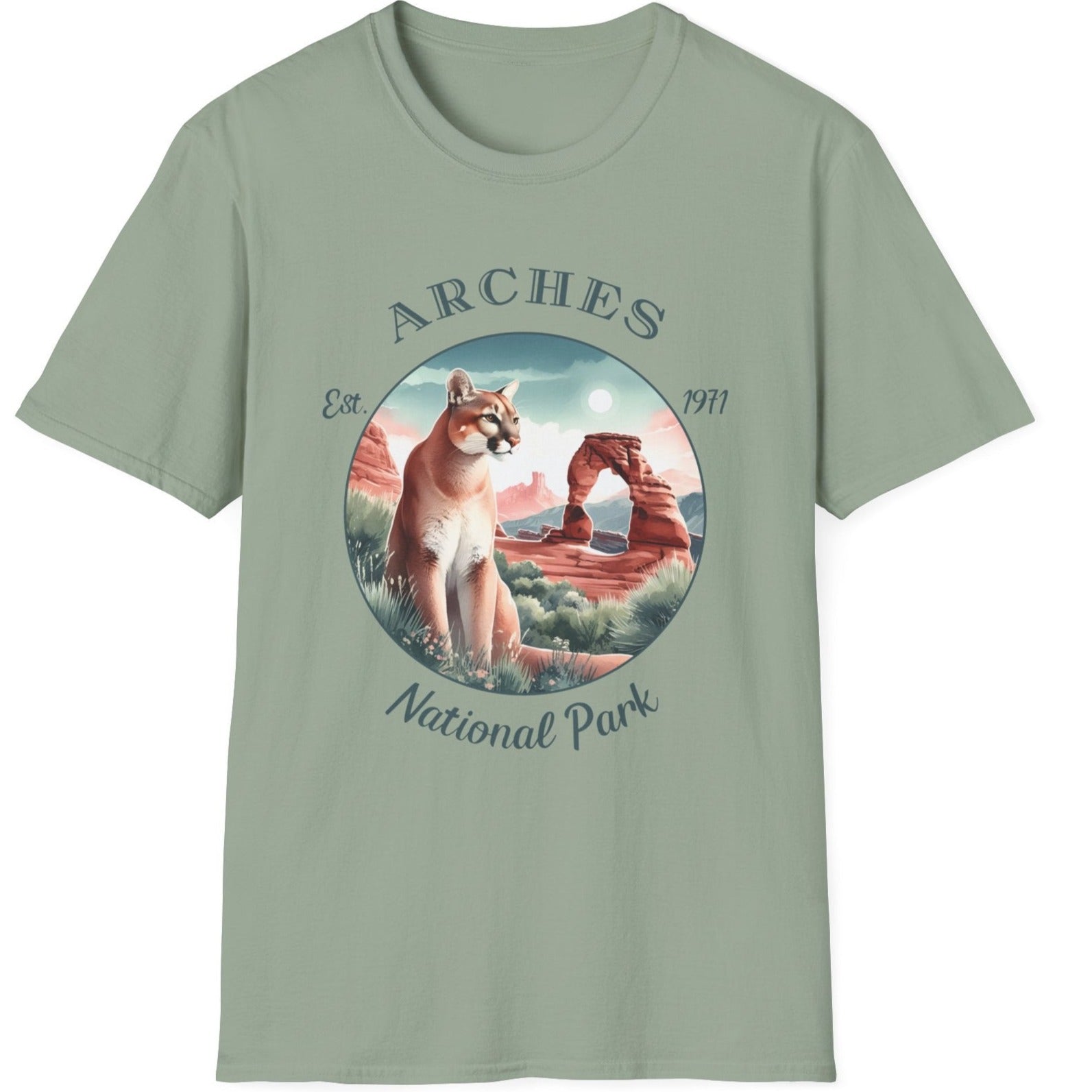 Arches national park usa  t-shirt nice gifts for loved ones, perfect for enthusiast hikers to explore us parks. Live wild, live free, live full life, sage green tee