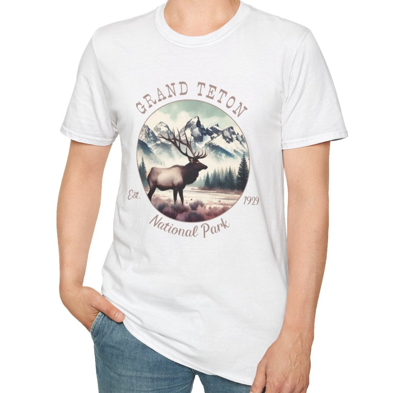 Grand Teton park tee cool gift for boyfriend, nice gift for wife wild adventure through np in usa, good statement shirt for wildlife preservation supporters and enthusiasts white organic cotton t shirt