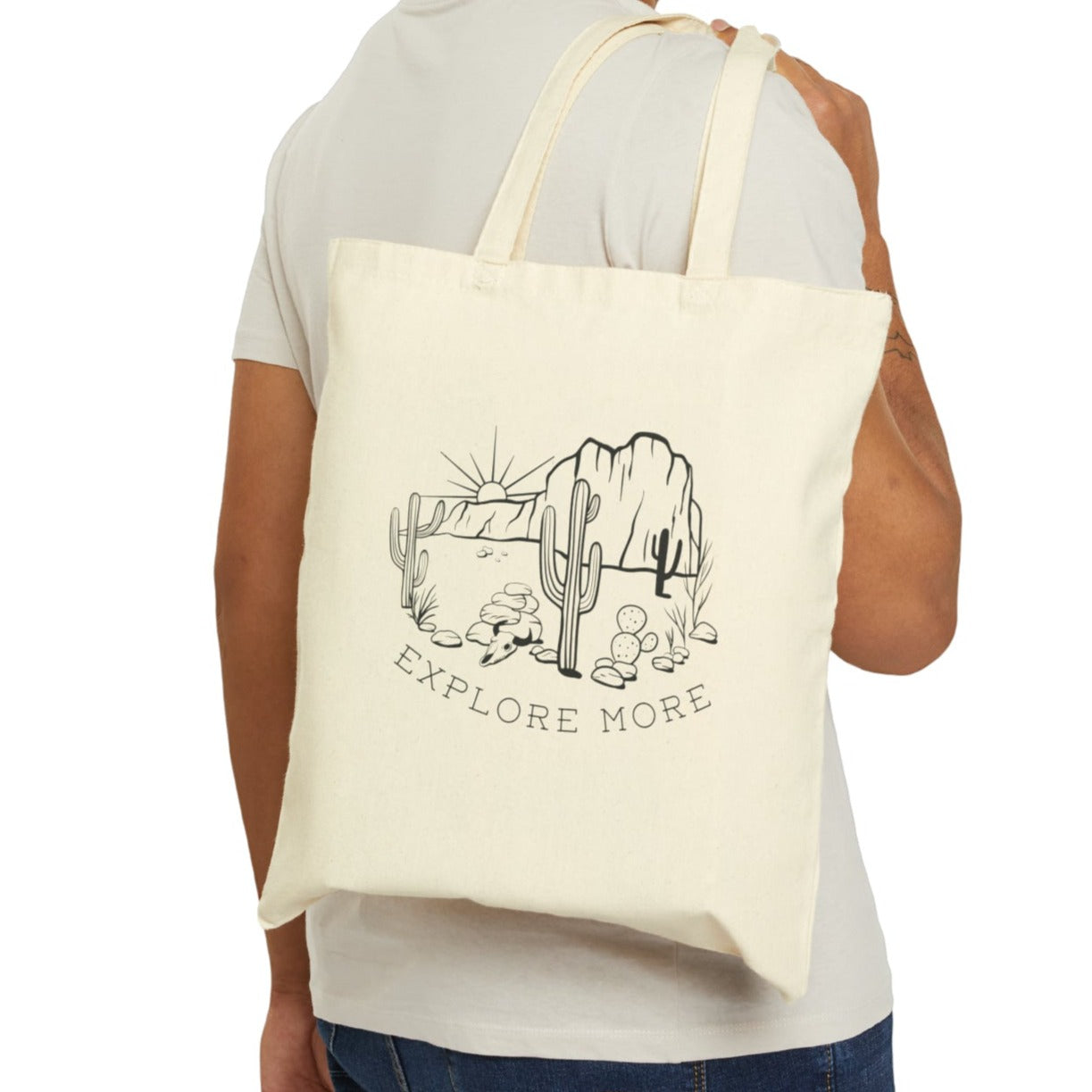 Explore More, Desert Cotton Canvas Tote Bag