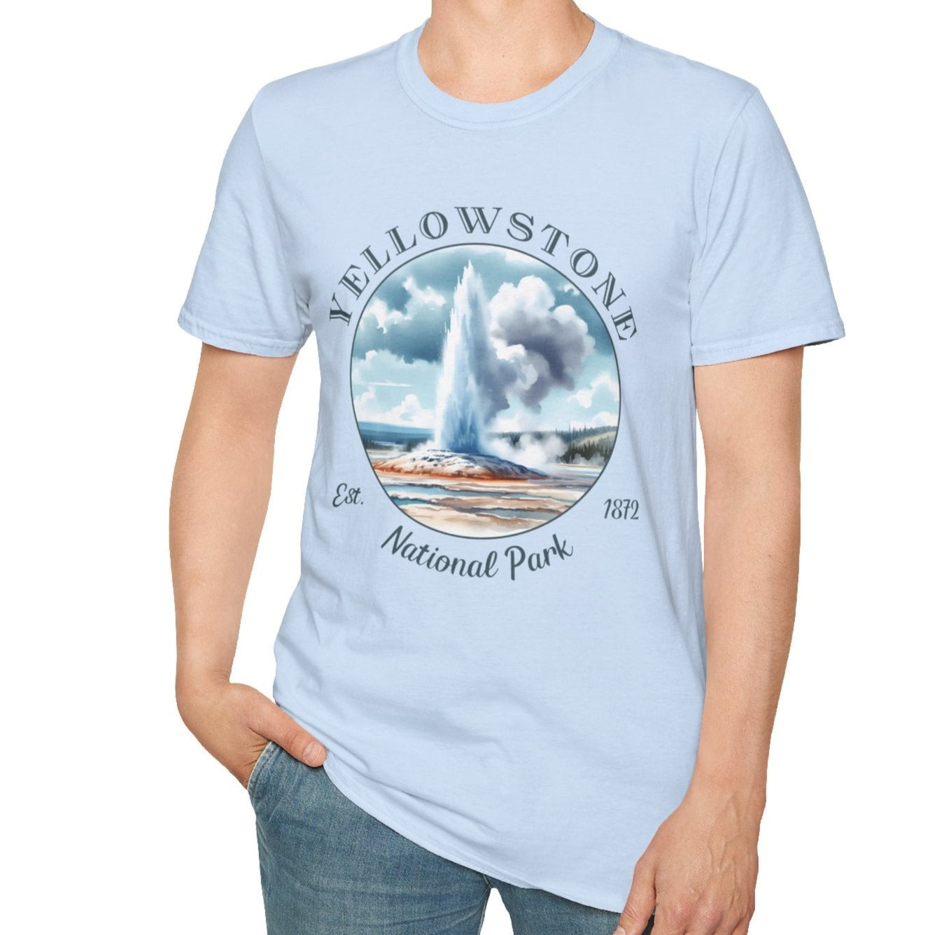 us yellowstone blue t-shirt great gift for girlfriend, mindful present for husband emberking on his journey to us np, apparel for those who live wild life and love us national parks