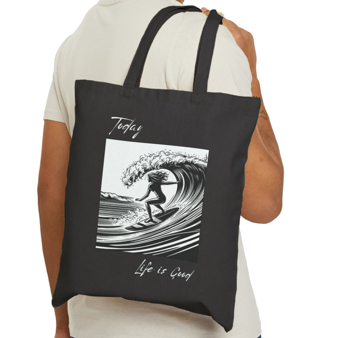 Life is Good surfing tote bag, surfing accessories, beach bag