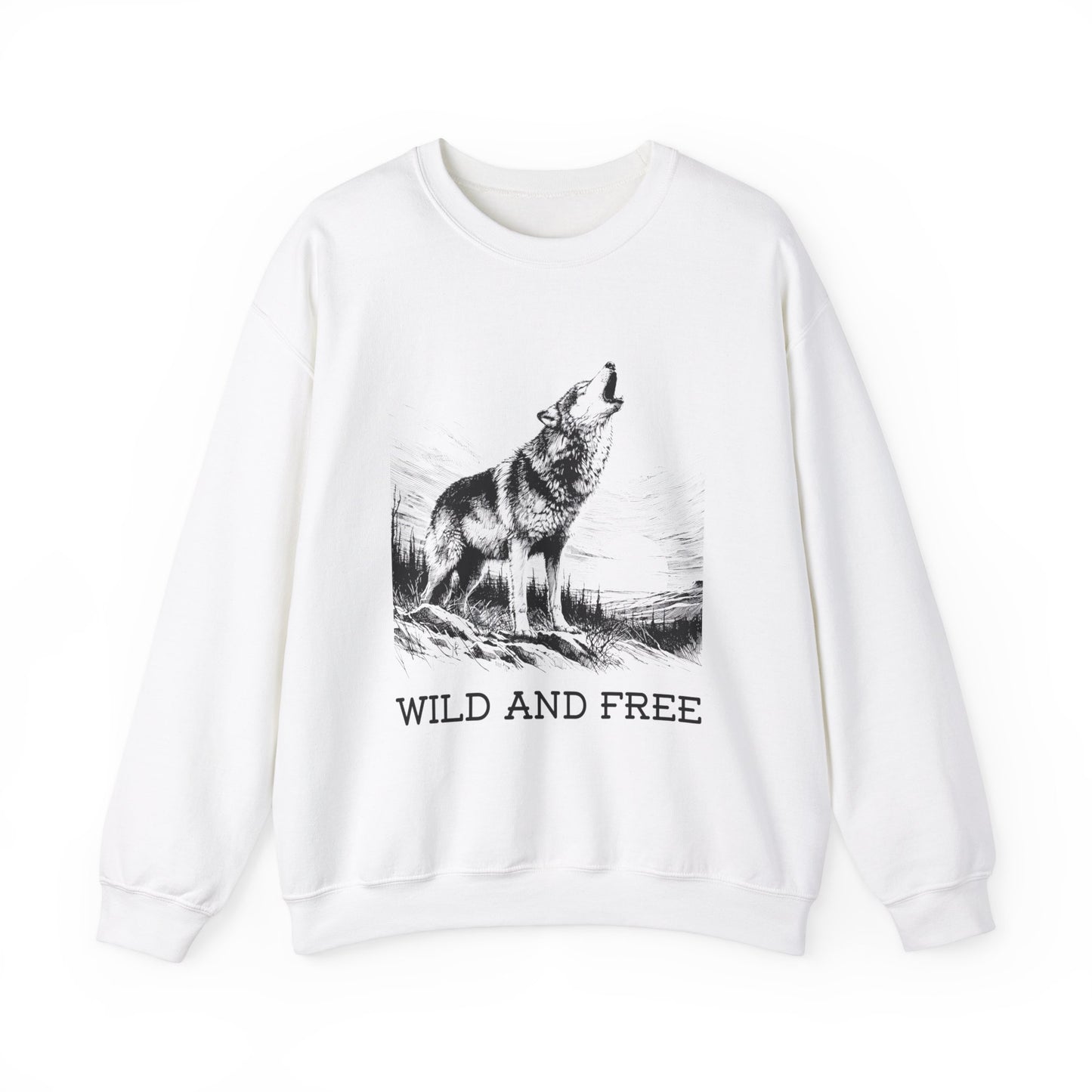 Wild and Free, Wolf Crewneck Sweatshirt