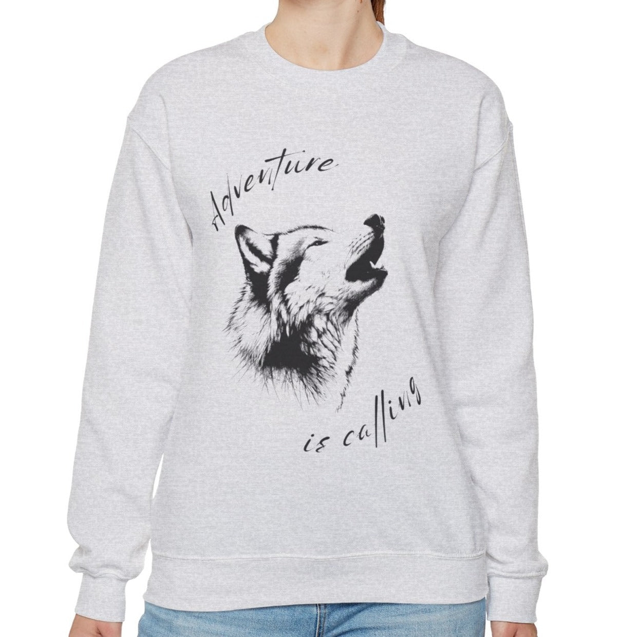 grey wolf sweatshirt for women, live free present, gift for travelers of national forests in Oregon