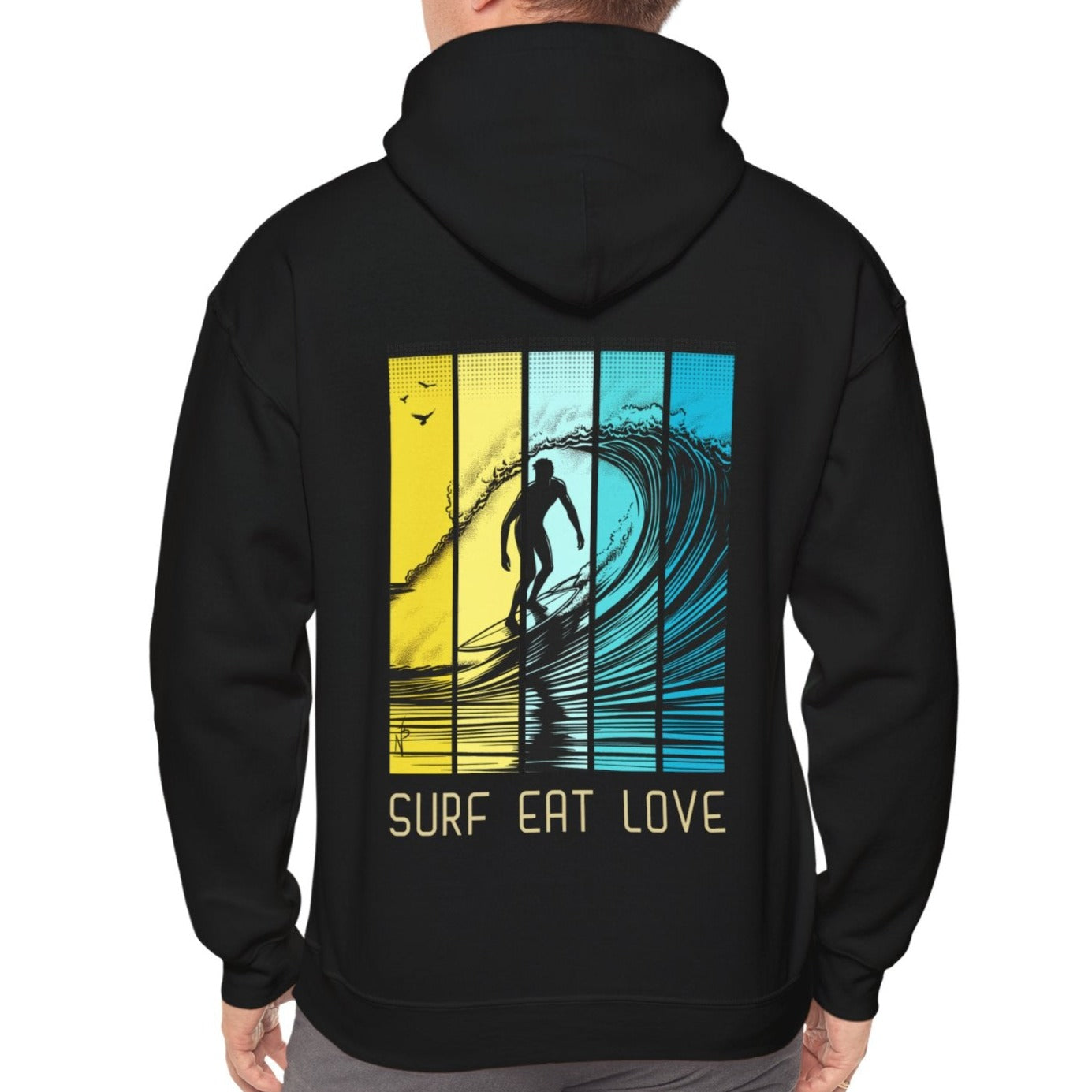 Surf Eat Love Hoodie, design on the back