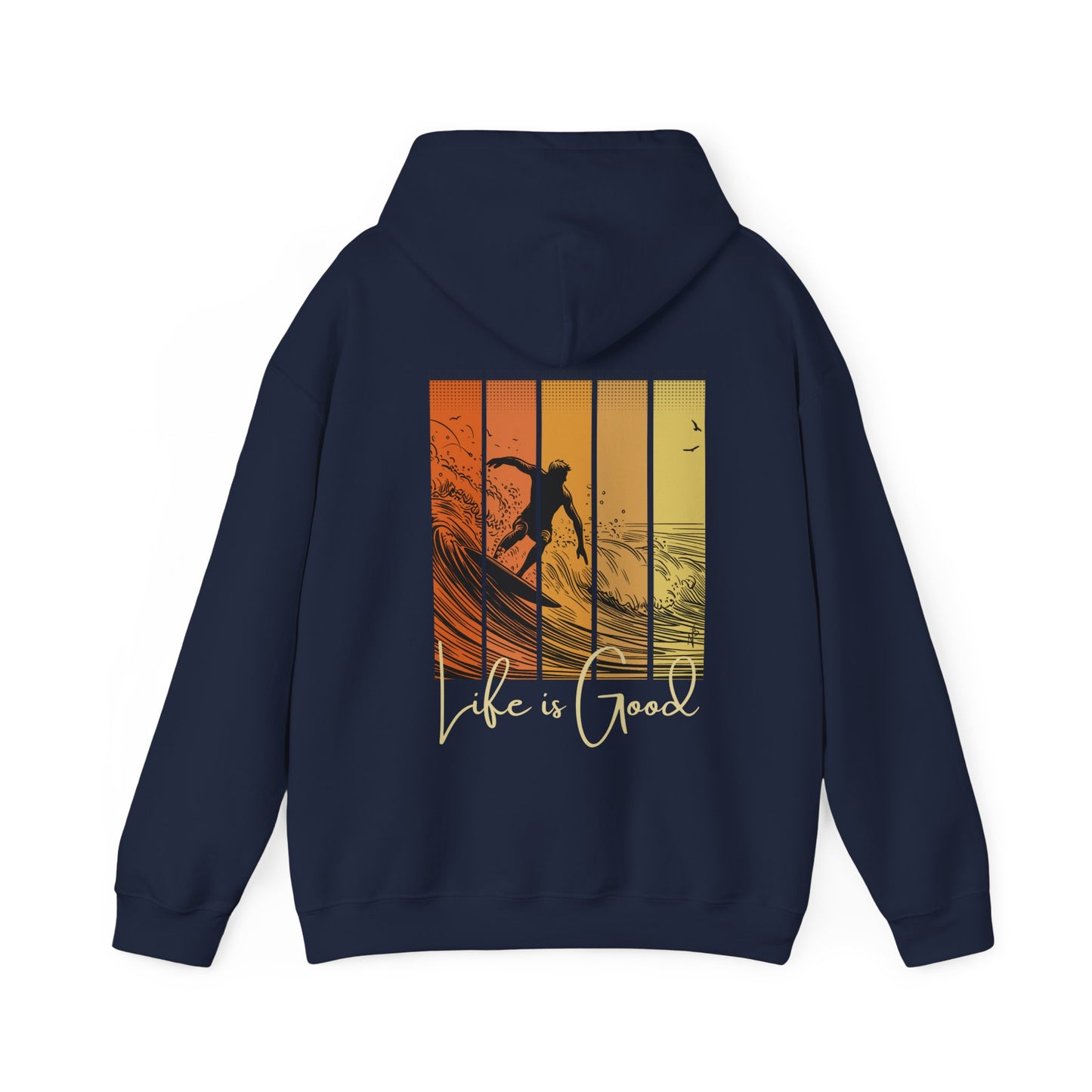 Life is good, Surfing Hoodie, design on the back