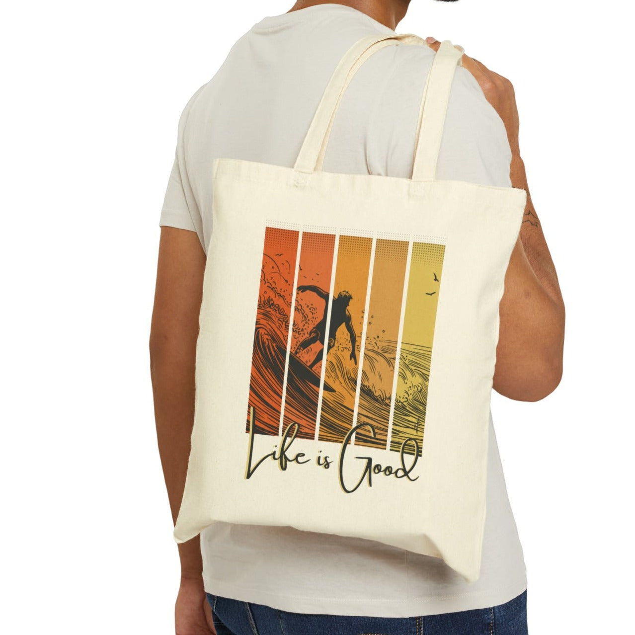 Life is good, Sunset Cotton Tote Bag