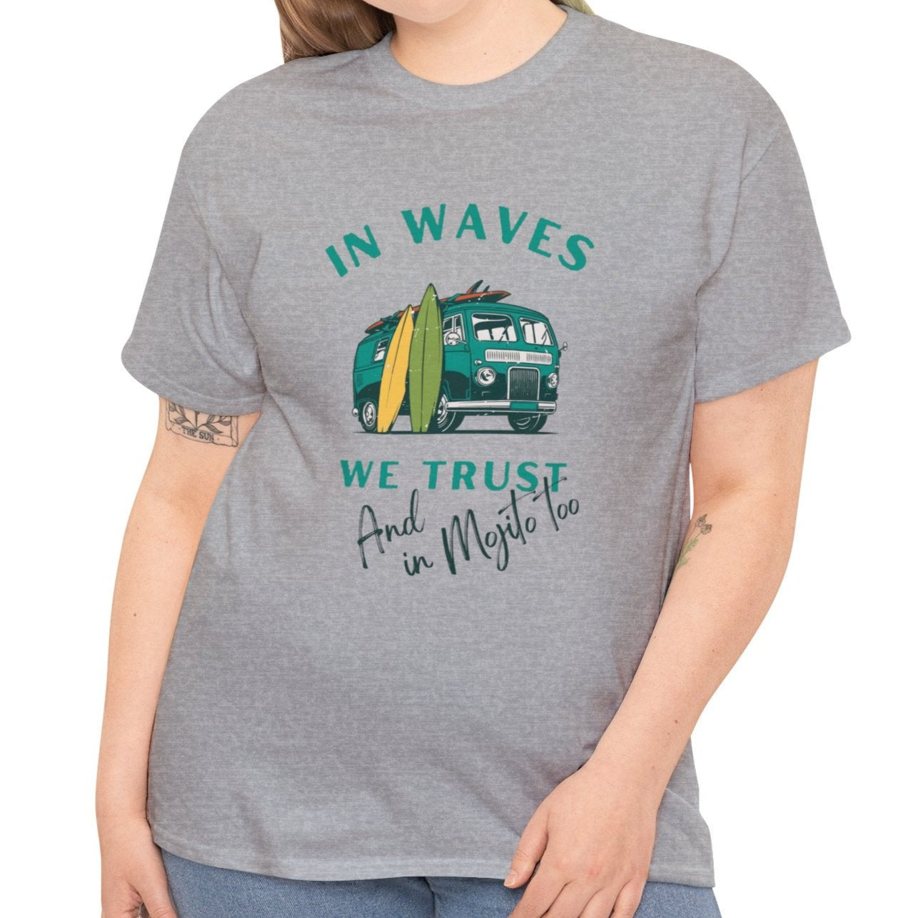 Waves and Mojito, Unisex Heavy Cotton Tee