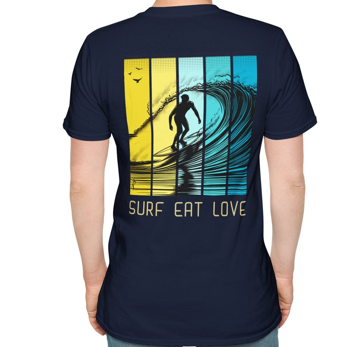 Surf Eat Love T-Shirt, design on the back