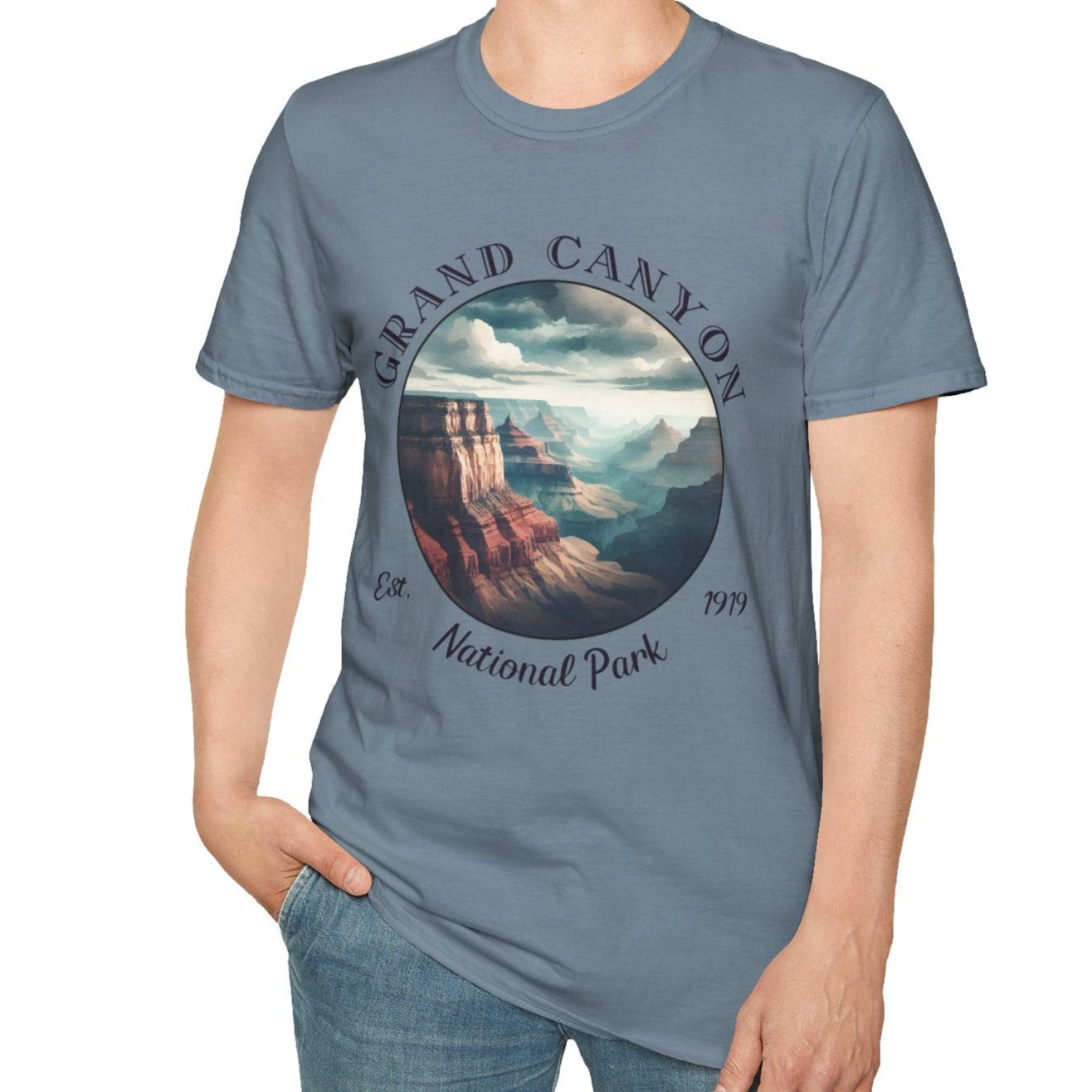 us Grand Canyon national park t-shirt nice gift for girlfriend, mindful present for husband on journey to us np, apparel to live wild life and love us national parks, blue tshirt