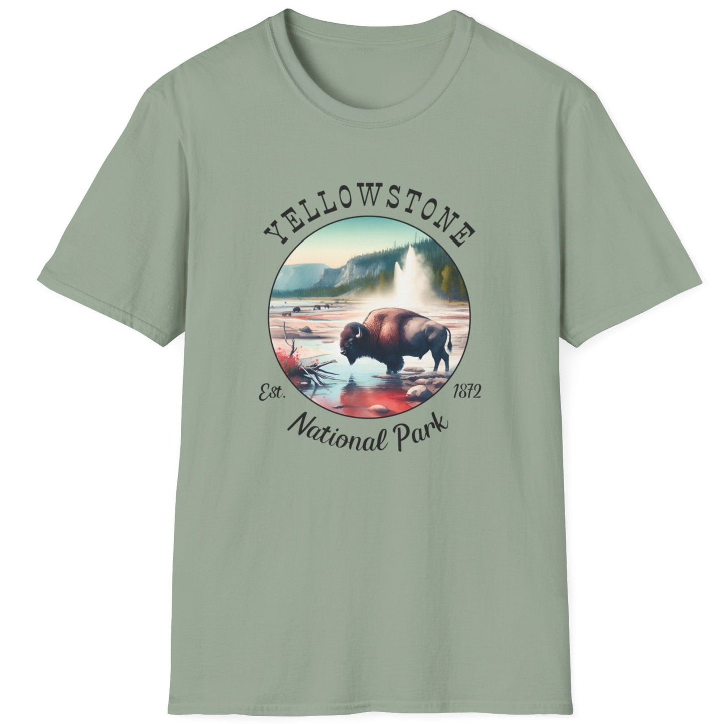 us yellowstone green t-shirt great gift for girlfriend, mindful present for husband emberking on his journey to us np, apparel for those who live wild life and love us national parks