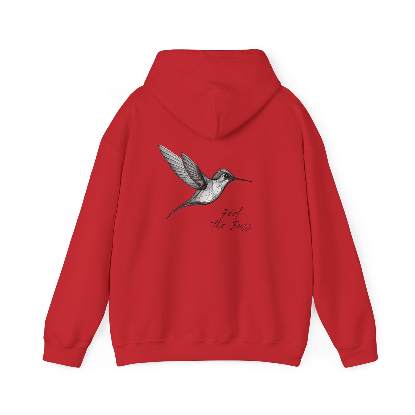 Feel the Buzz, Hummingbird hoodie, design on the back