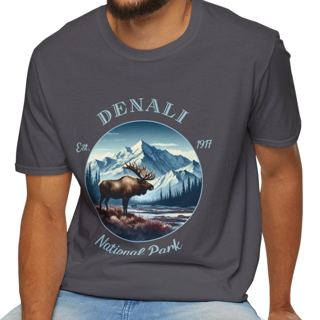 Denali park tee cool gift for boyfriend, nice gift for wife wild adventure through np in usa, good statement shirt for wildlife preservation supporters and enthusiasts