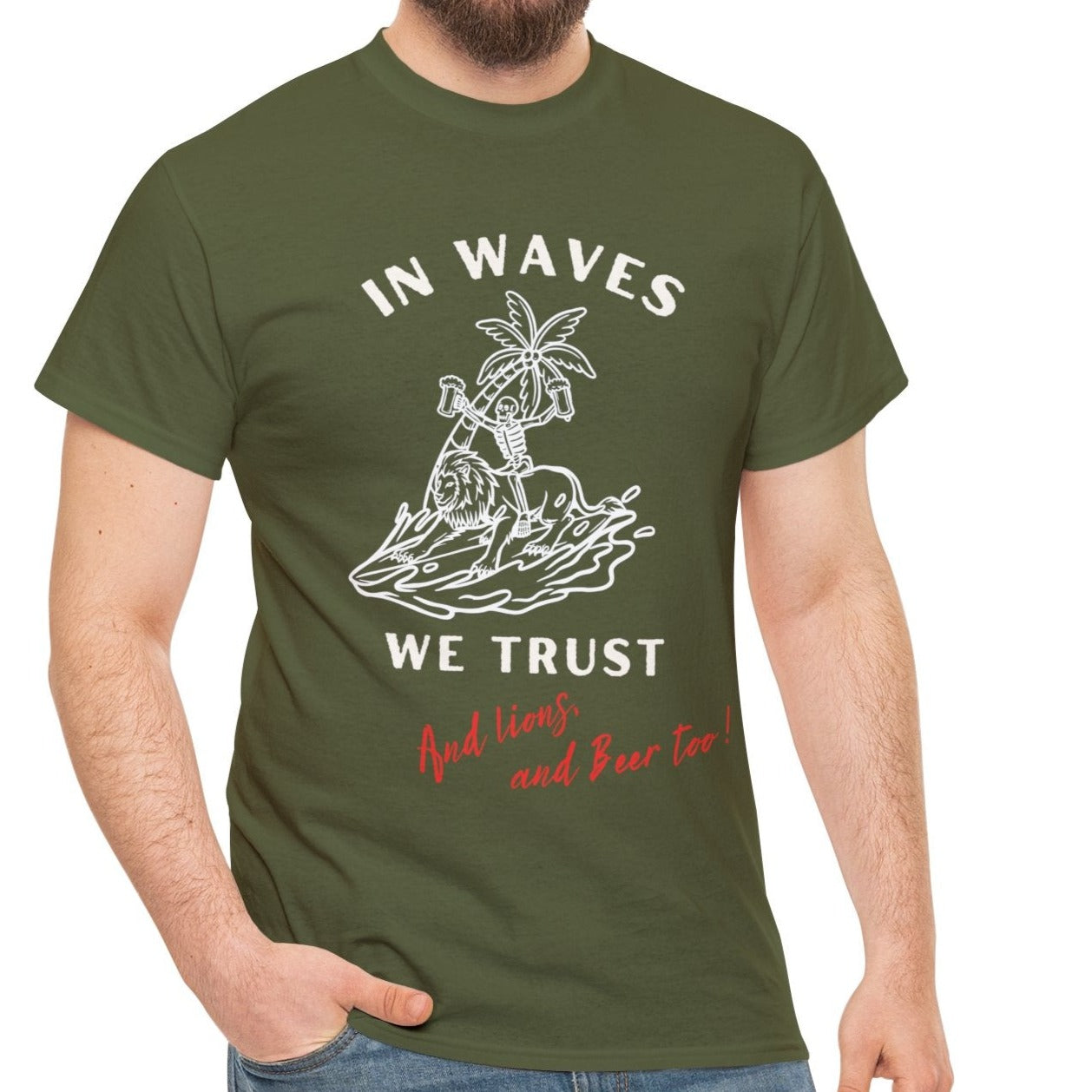 Waves and beer  Heavy Cotton Tee