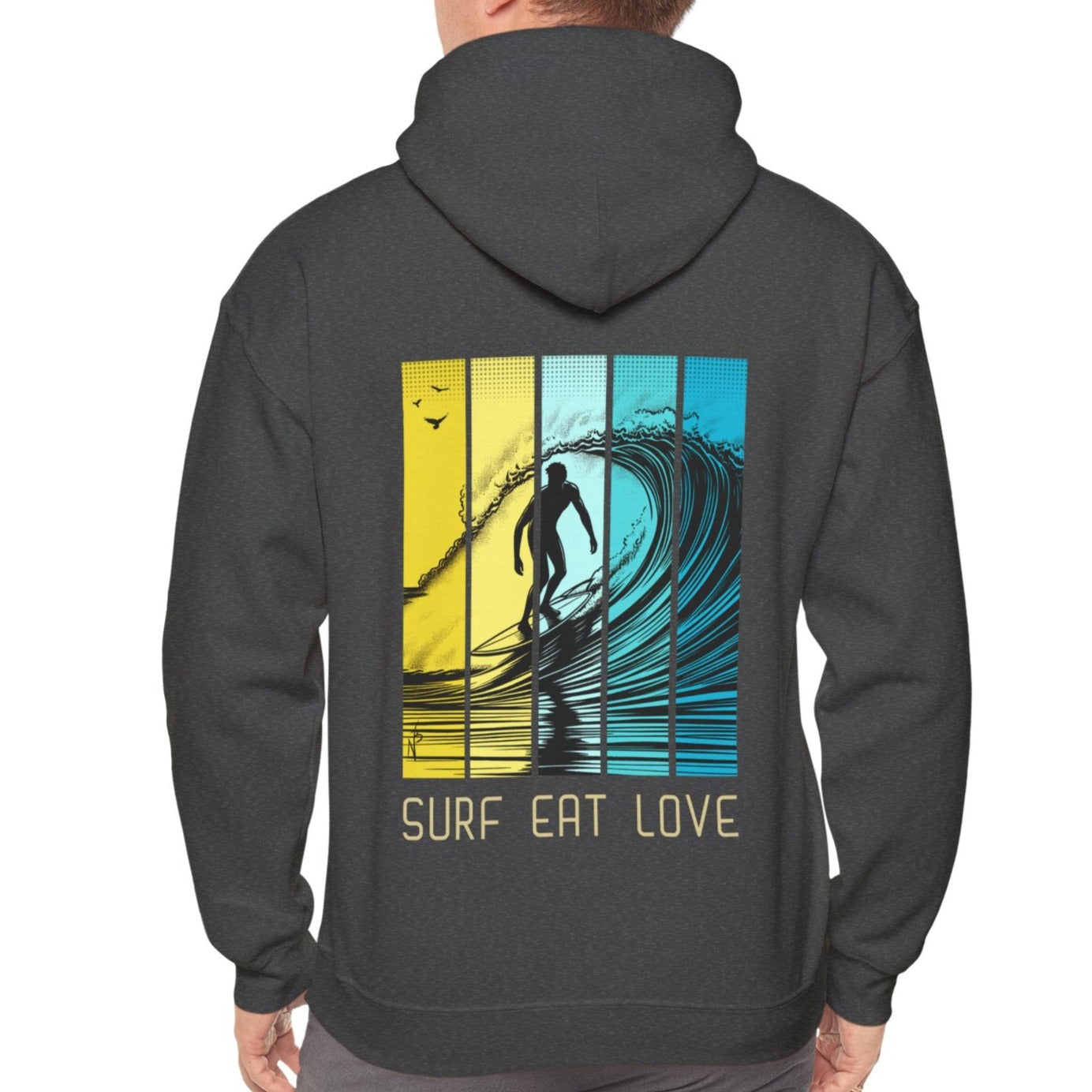 Surf Eat Love Hoodie, design on the back