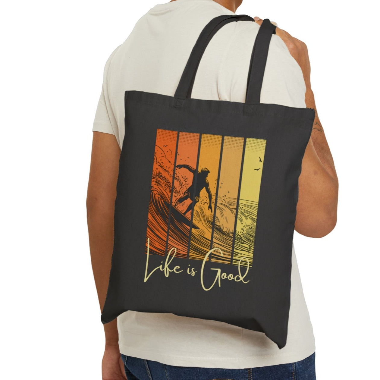 Life is good, Sunset Cotton Tote Bag