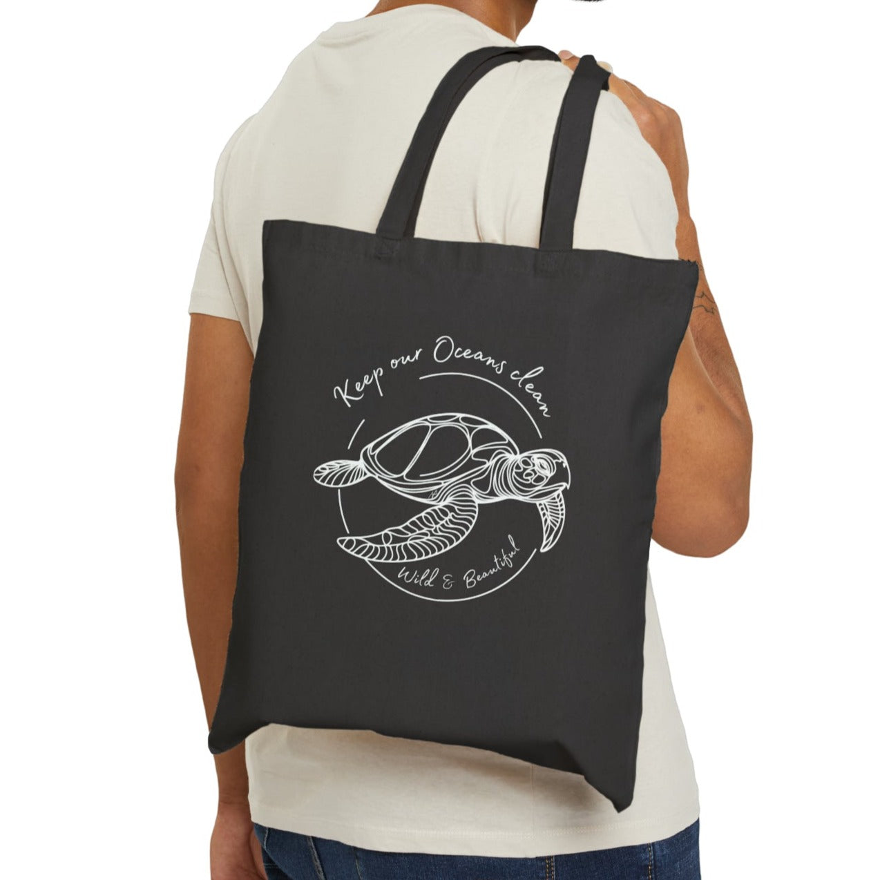 Keep oceans clean, Turtle Cotton Canvas Tote Bag