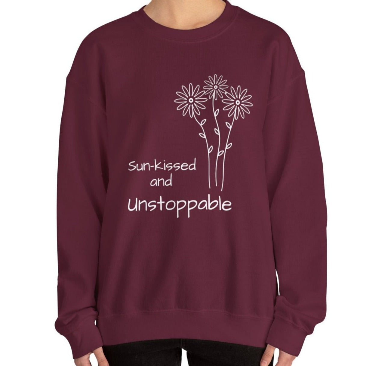 maroon oversized sweatshirt, unstippable daisy urban design, great persent, gift for strong women