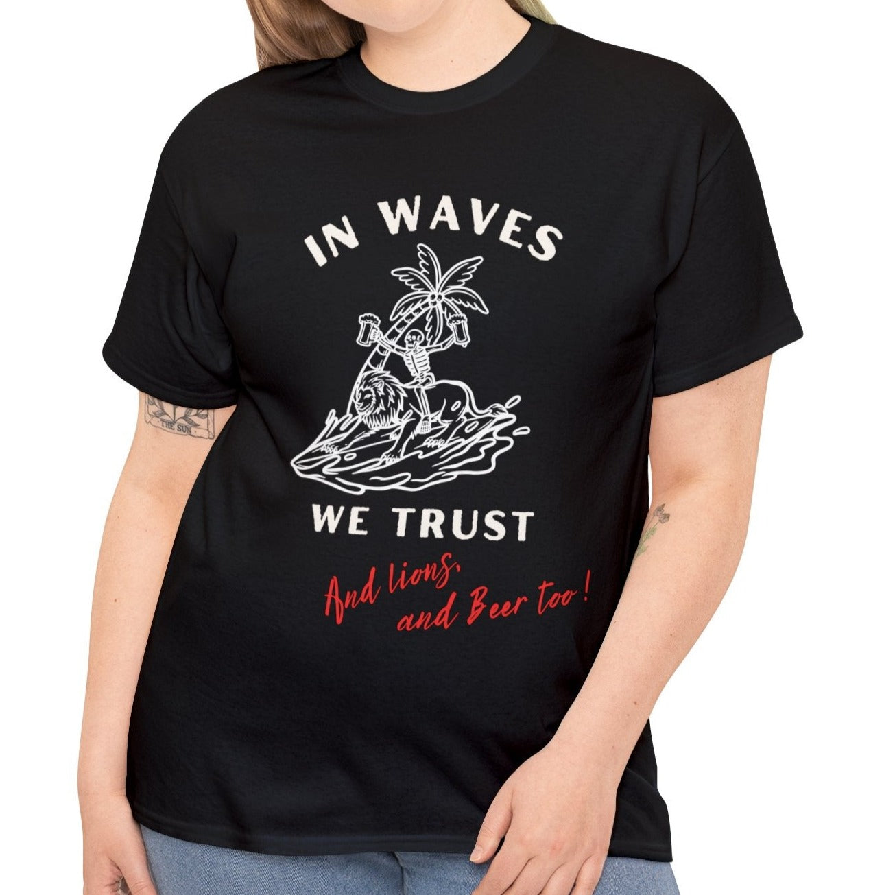 Waves and beer, Unisex Heavy Cotton Tee