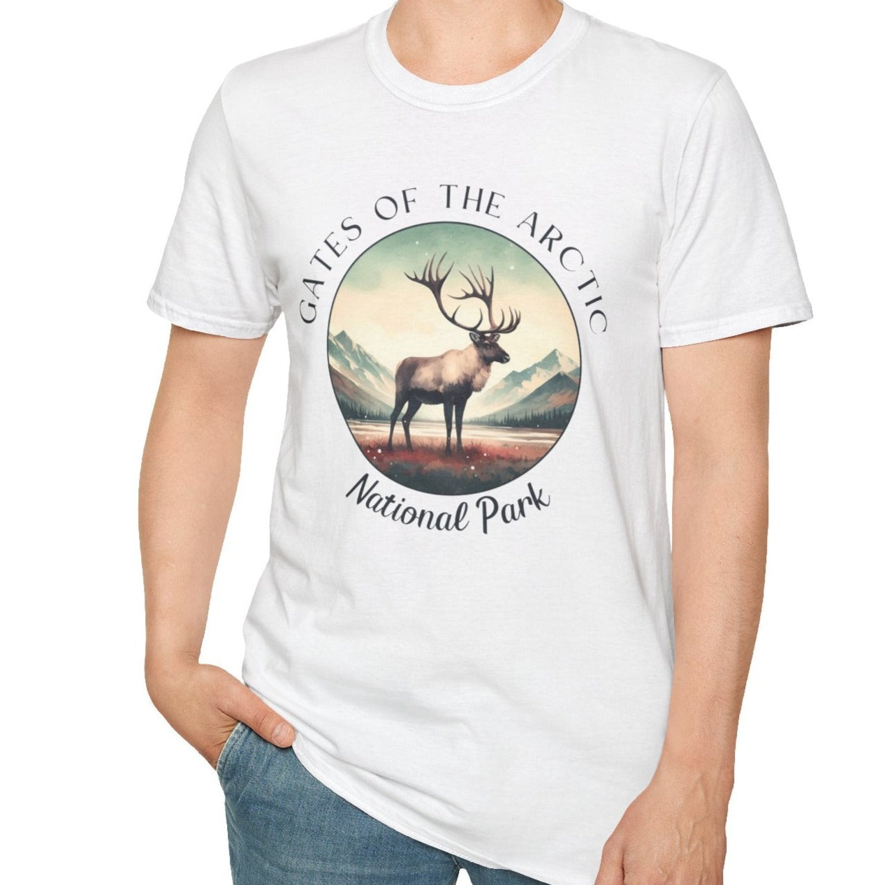 The Gates of the Arctic national park usa  t-shirt nice gifts for loved ones, perfect for enthusiast hikers to explore us parks. Live wild, live free, live full life, white t shirt