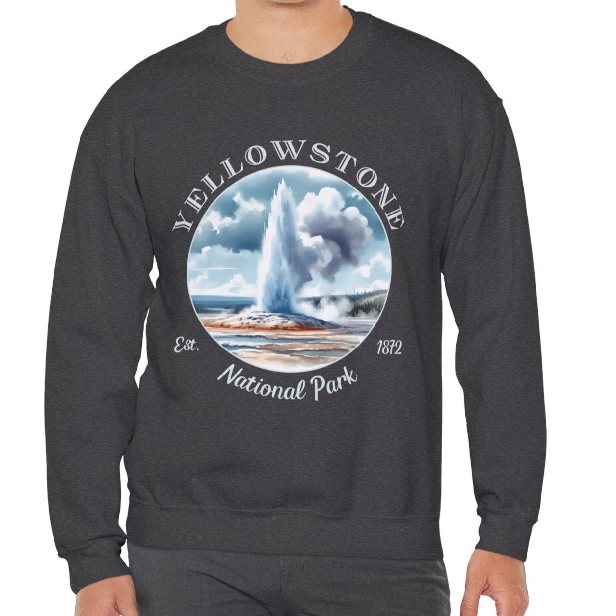 yellowstone park usa grey sweatshirt nice gifts for your loved ones, perfect for enthusiast hikers and explorers of us parks. Live wild, live free, live full.