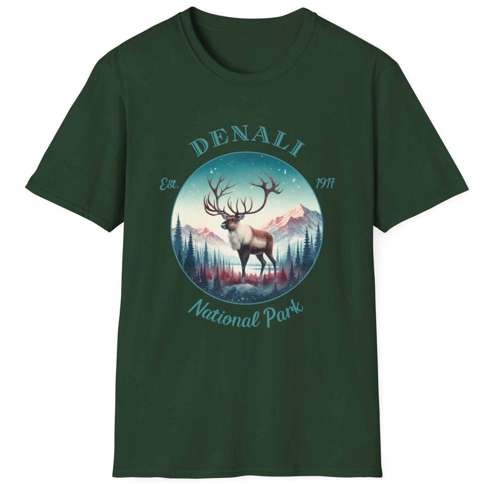 Denali national park usa  t-shirt nice gifts for loved ones, perfect for enthusiast hikers to explore us parks. Live wild, live free, live full life, forrest green t shirt