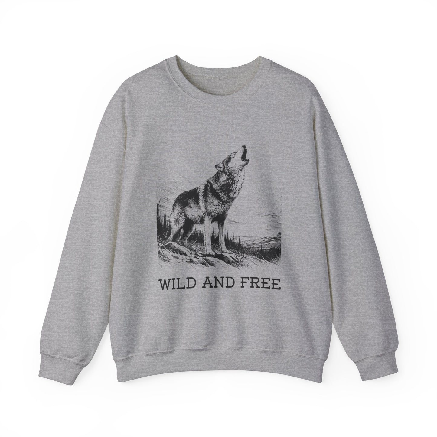 Wild and Free, Wolf Crewneck Sweatshirt