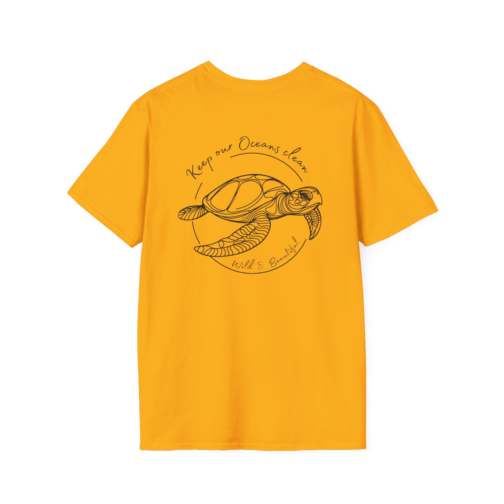 t turtle, yellow surfing t shirt for man, inspired by hawaiian national parks