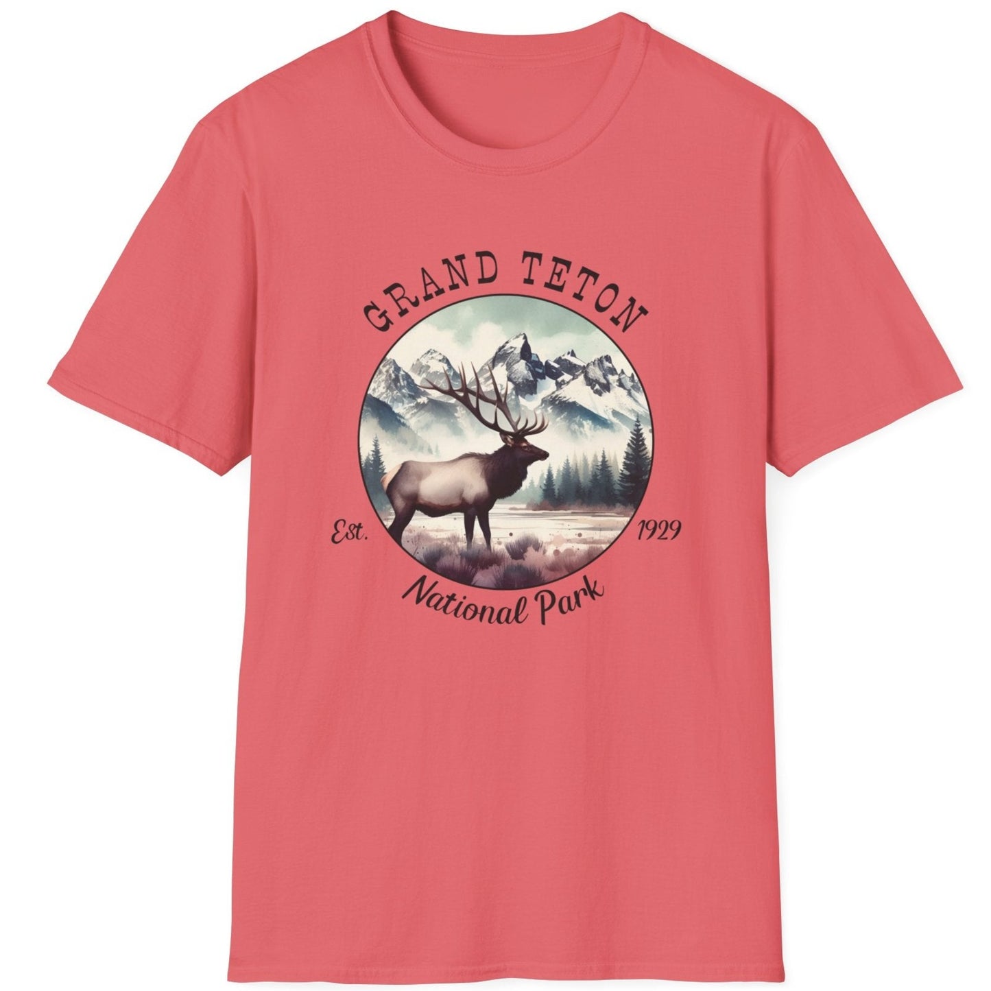 us Grand Teton national park t-shirt nice gift for girlfriend, mindful present for husband on journey to us np, apparel to live wild life and love us national parks, coral silk tee