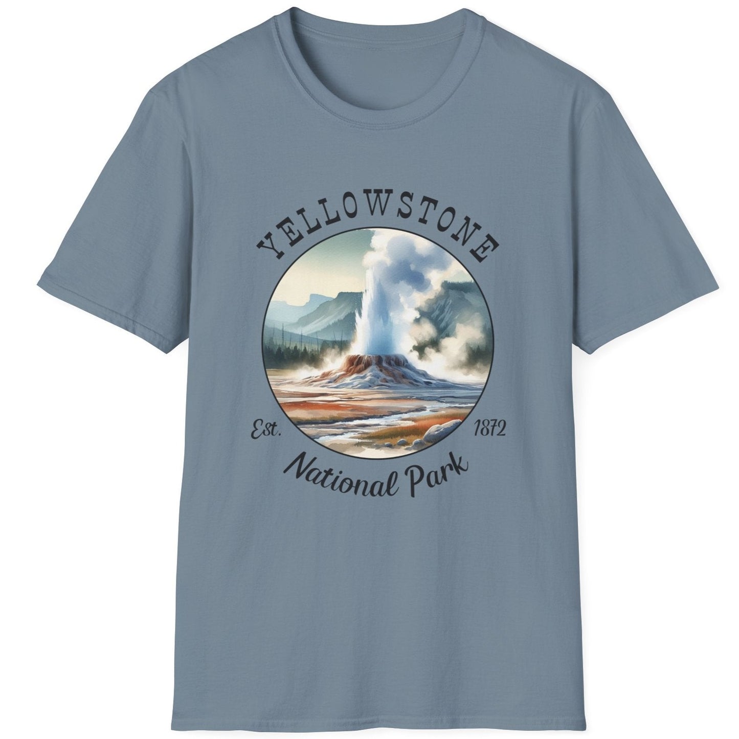 Yellow park grey tee cool gift for boyfriend, nice gift for wife and her wild adventure through np in usa, great statement shirt for wildlife preservation supporters and enthusiasts