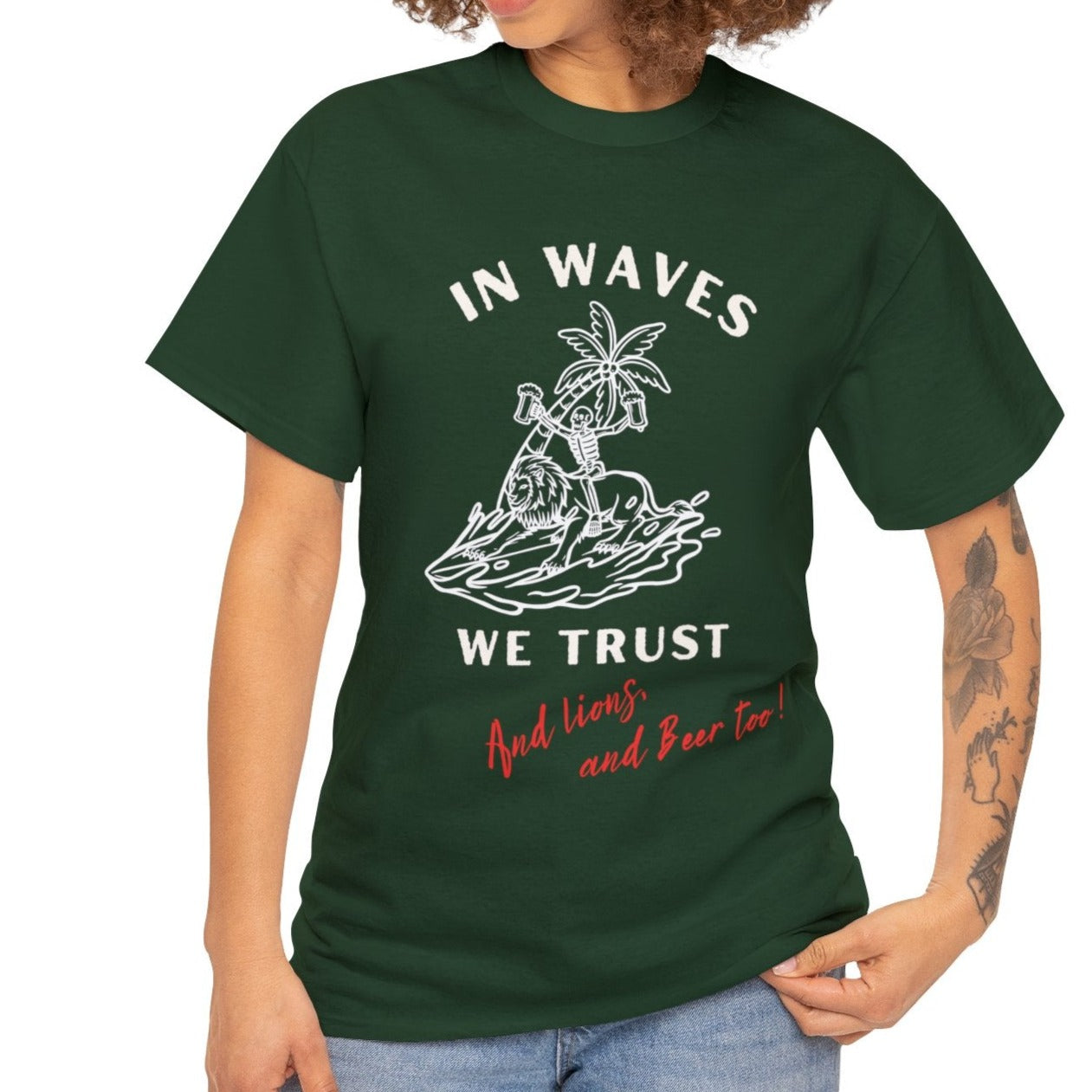 Waves and beer, Unisex Heavy Cotton Tee