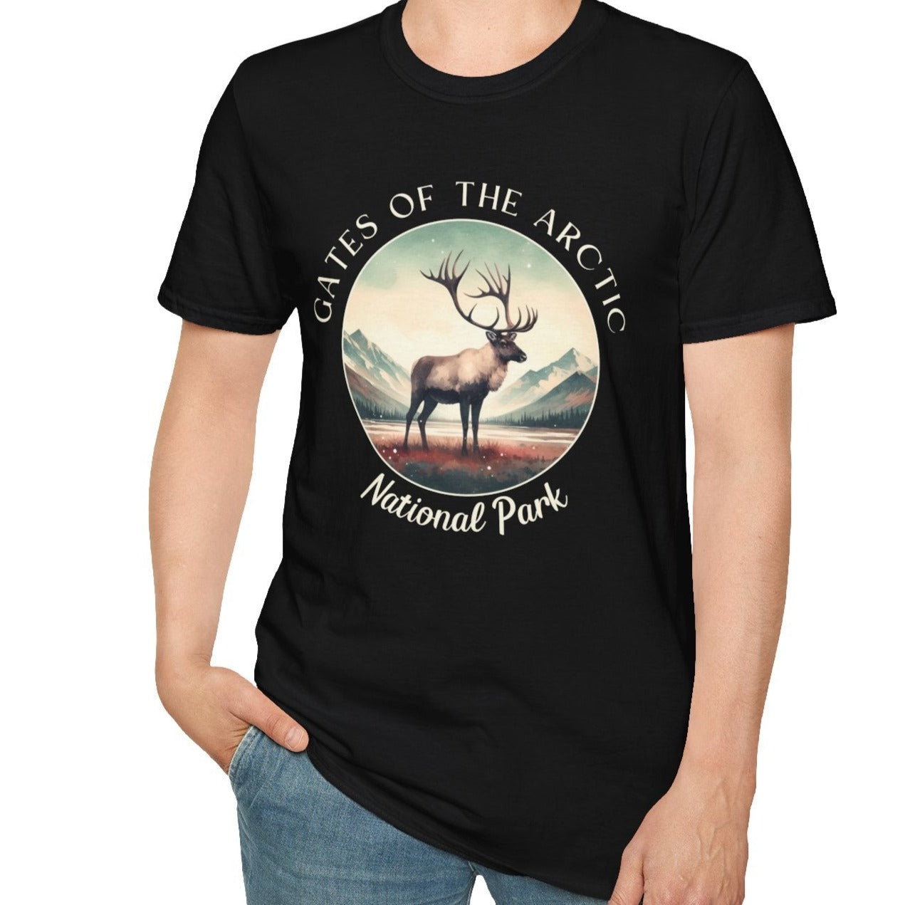 The Gates of the Arctic national park usa  t-shirt nice gifts for loved ones, perfect for enthusiast hikers to explore us parks. Live wild, live free, live full life, black t shirt