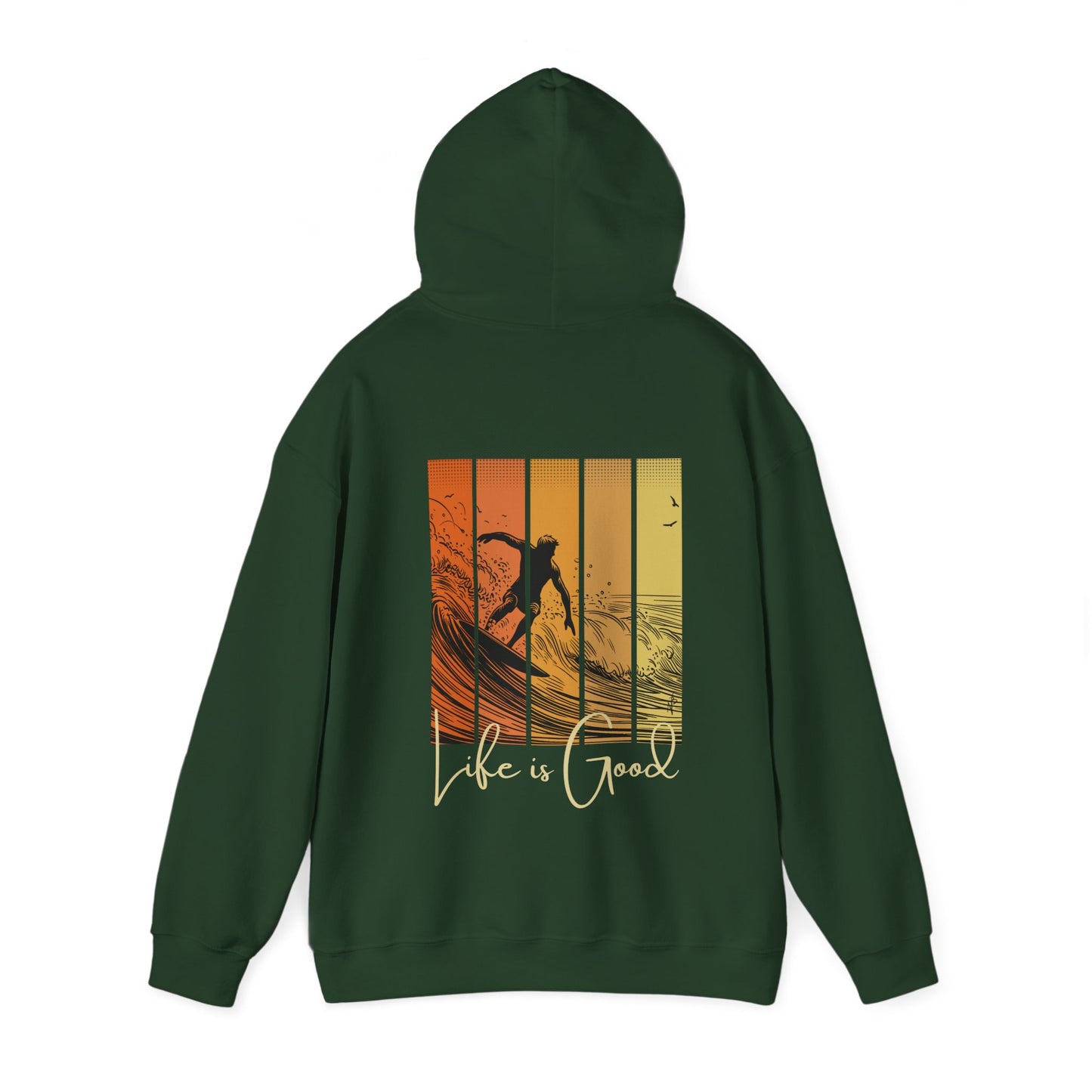 Life is good, Surfing Hoodie, design on the back