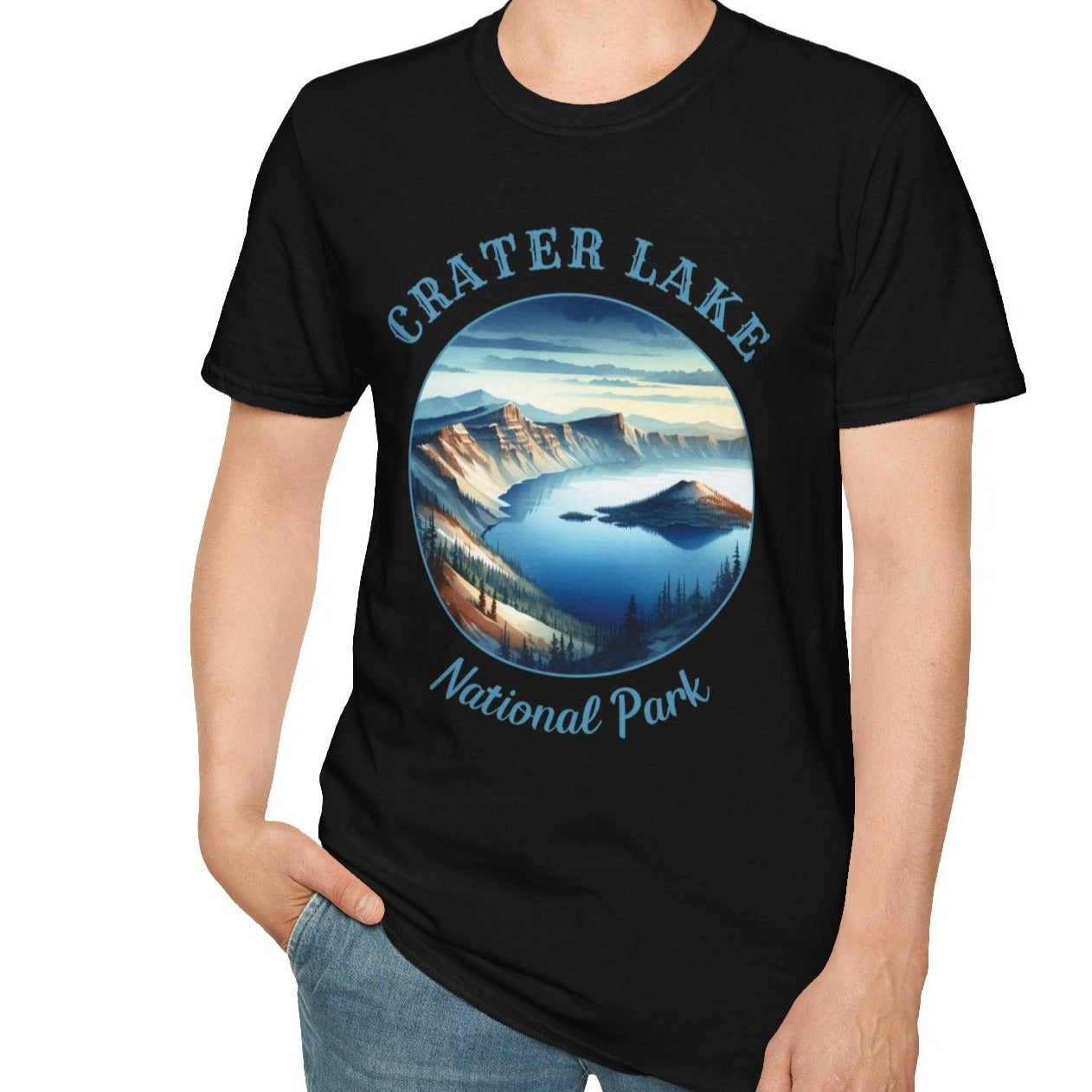 Crater Lake park tee cool gift for boyfriend, nice gift for wife wild adventure through np in usa, good statement shirt for wildlife preservation supporters and enthusiasts, black t shirt, bvlck t shirt