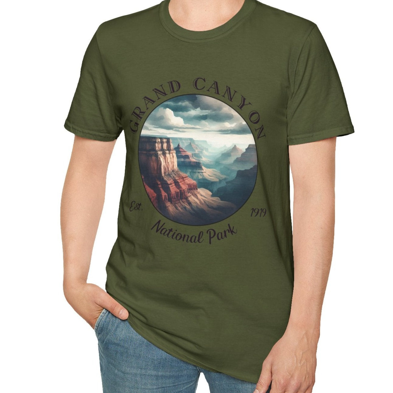 us Grand Canyon national park t-shirt nice gift for girlfriend, mindful present for husband on journey to us np, apparel to live wild life and love us national parks, green tee