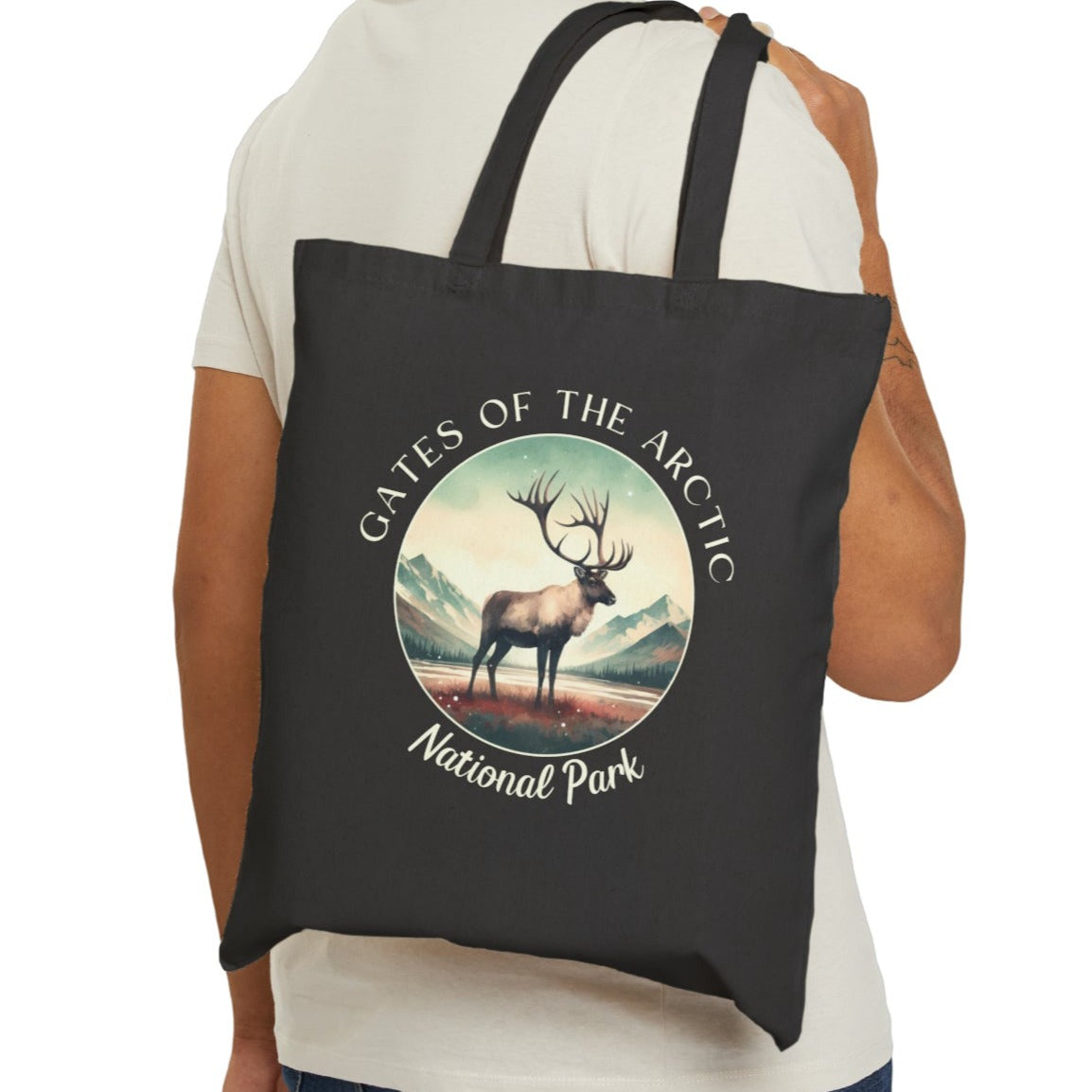 The Gates of Arctic natural park usa tote bag nice gifts for your loved ones, perfect for enthusiast hikers and explorers of us parks. Live wild, live free, live full