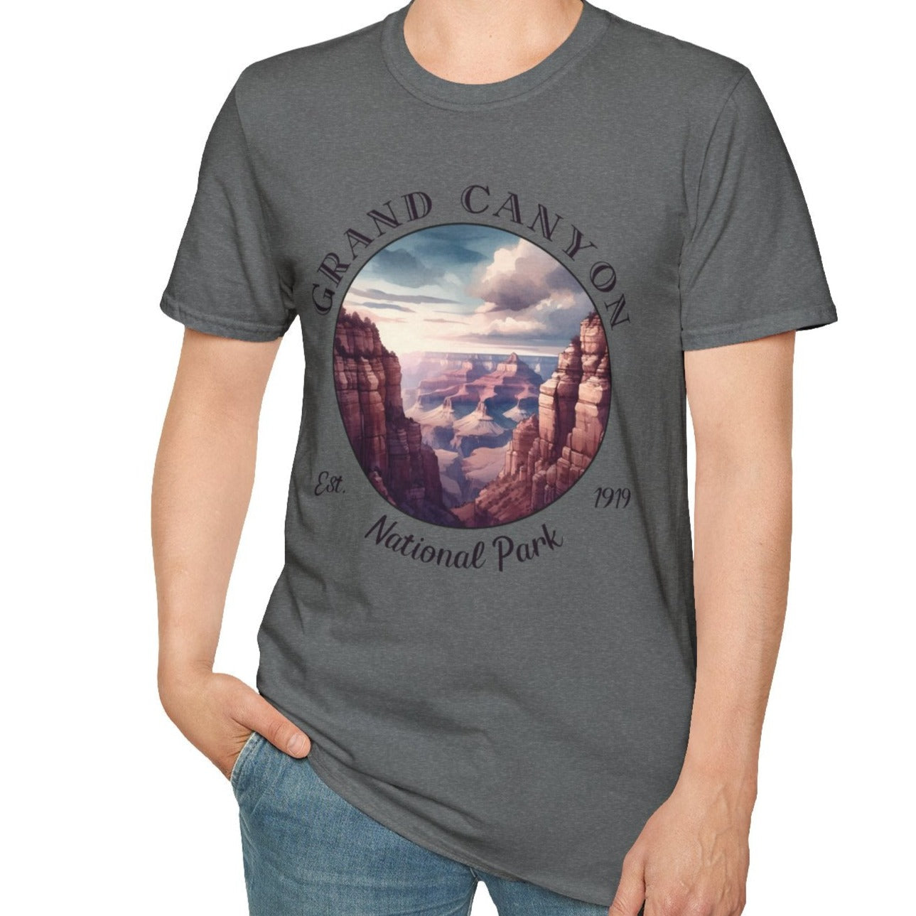 Grand Canyon national park tee cool gift for boyfriend, nice gift for wife wild adventure through np in usa, good statement shirt for wildlife preservation supporters and enthusiasts, grey tshirt