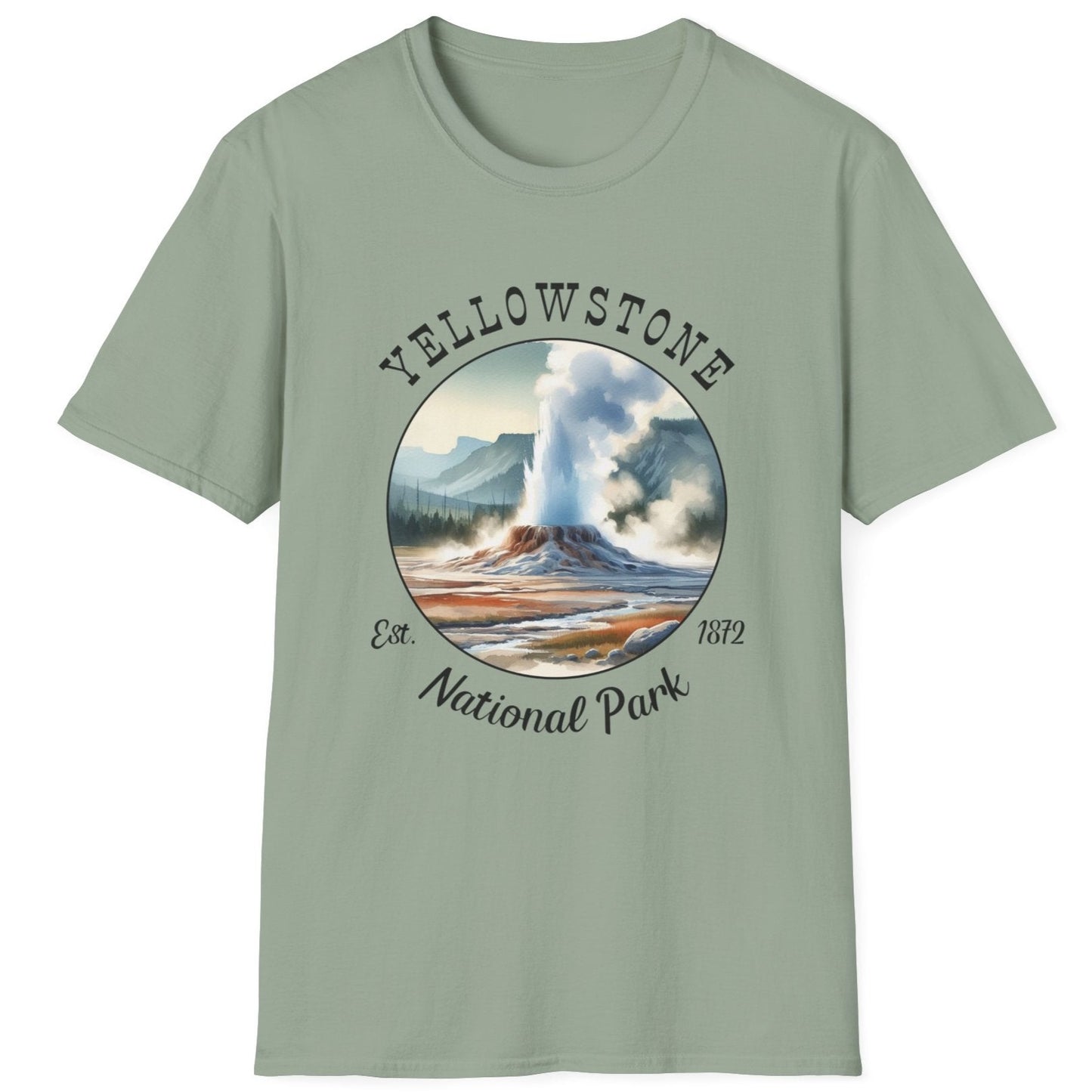 Yellow park light green tee cool gift for boyfriend, nice gift for wife and her wild adventure through np in usa, great statement shirt for wildlife preservation supporters and enthusiasts