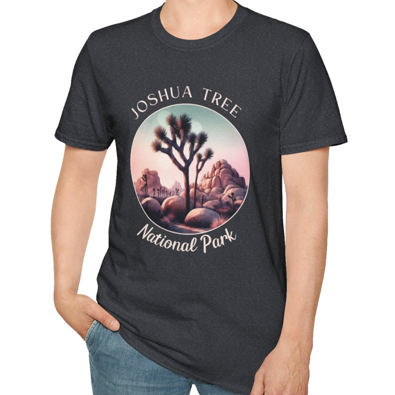 Joshua Tree national park usa  t-shirt nice gifts for loved ones, perfect for enthusiast hikers to explore us parks. Live wild, live free, live full life, grey t shirt