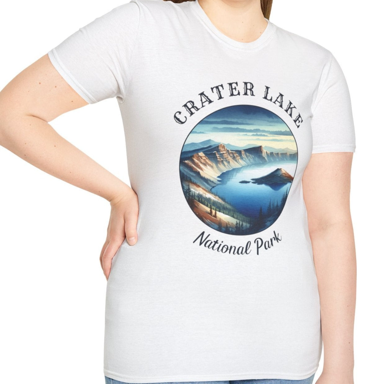 Crater Lake national park usa  t-shirt nice gifts for loved ones, perfect for enthusiast hikers to explore us parks. Live wild, live free, live full life, white t shirt