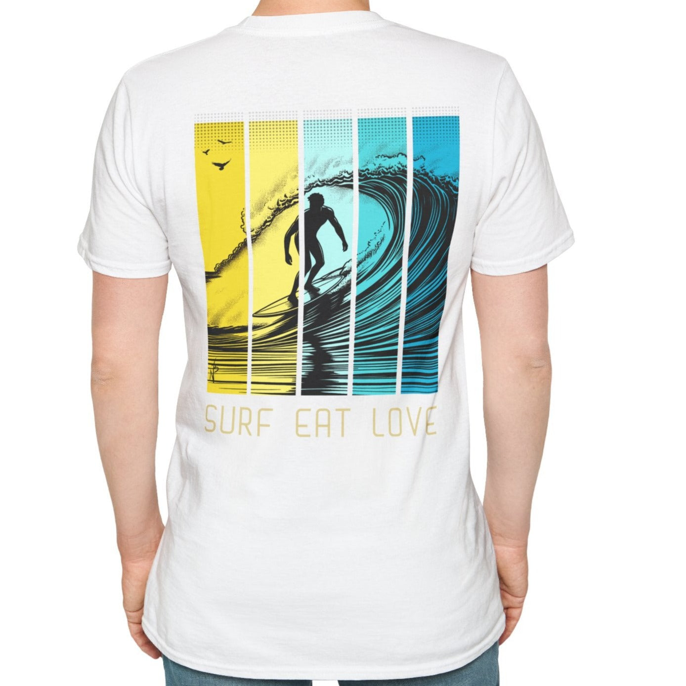 Surf Eat Love T-Shirt, design on the back