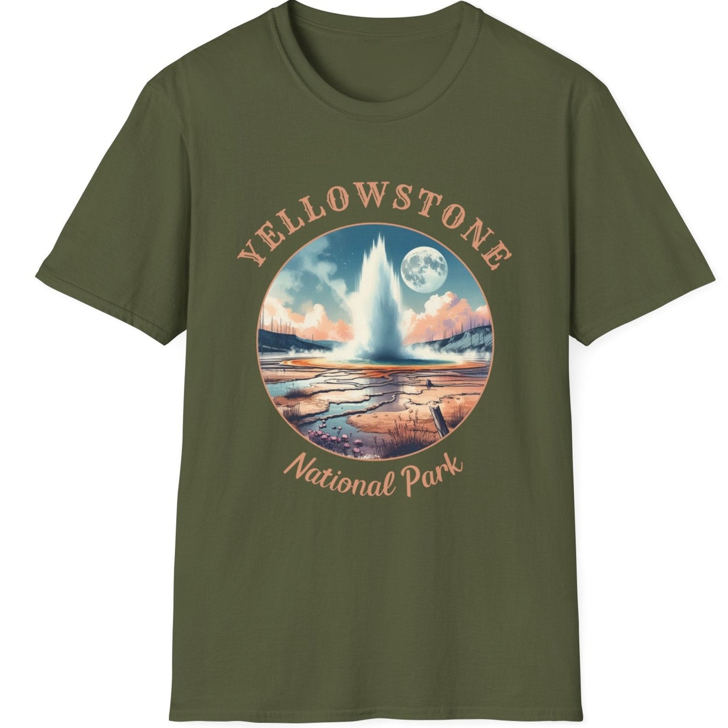 us yellowstone millitary green t-shirt great gift for girlfriend, mindful present for husband emberking on his journey to us np, apparel for those who live wild life and love us national parks