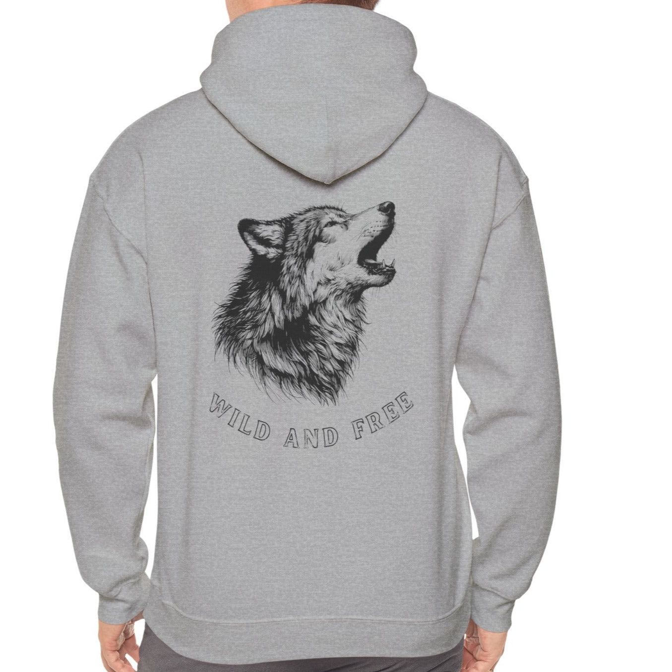 Wild and Free, Male Wolf Hoodie