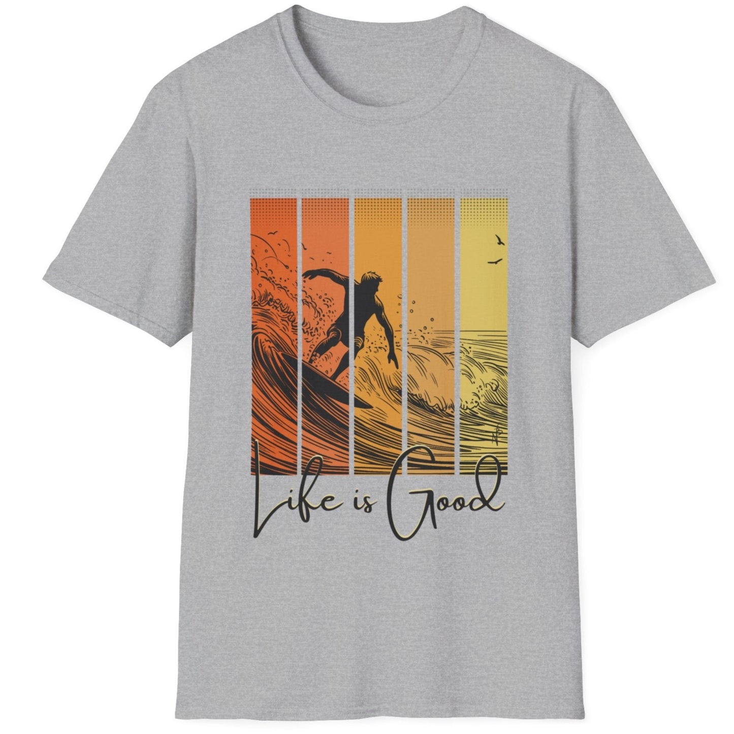 Amazing surfer t shirt for man light gray, cool gift for active man, present for surfer and wave lovers of active life and fun beach parties