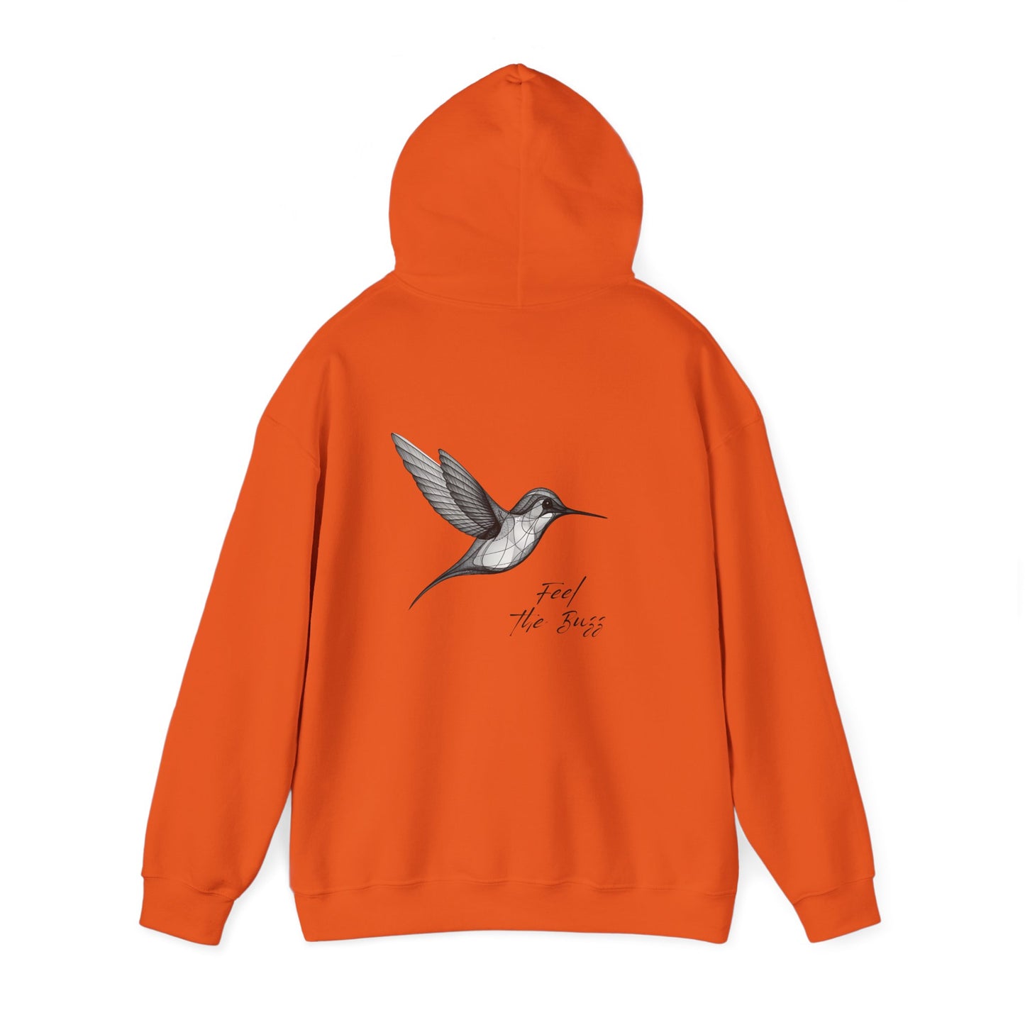 Feel the Buzz, Hummingbird hoodie, design on the back