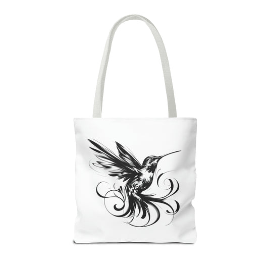 white tote bag, white tote bag hummingbird, hummingbird beach bag