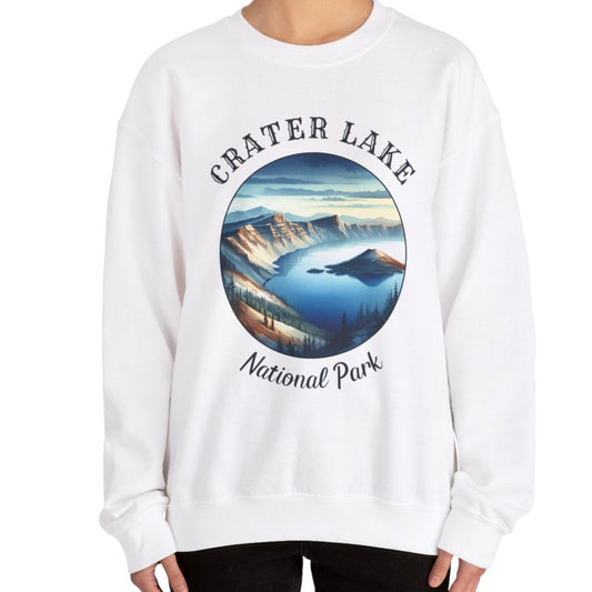 us crater lake park sweatshirt is great gift for girlfriend, mindful present for husband emberking on his journey to us np, accessories for those who live wild life and love us national parks, white oversized sweatshirt