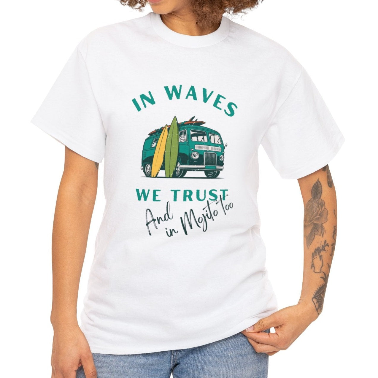 Waves and Mojito, Unisex Heavy Cotton Tee