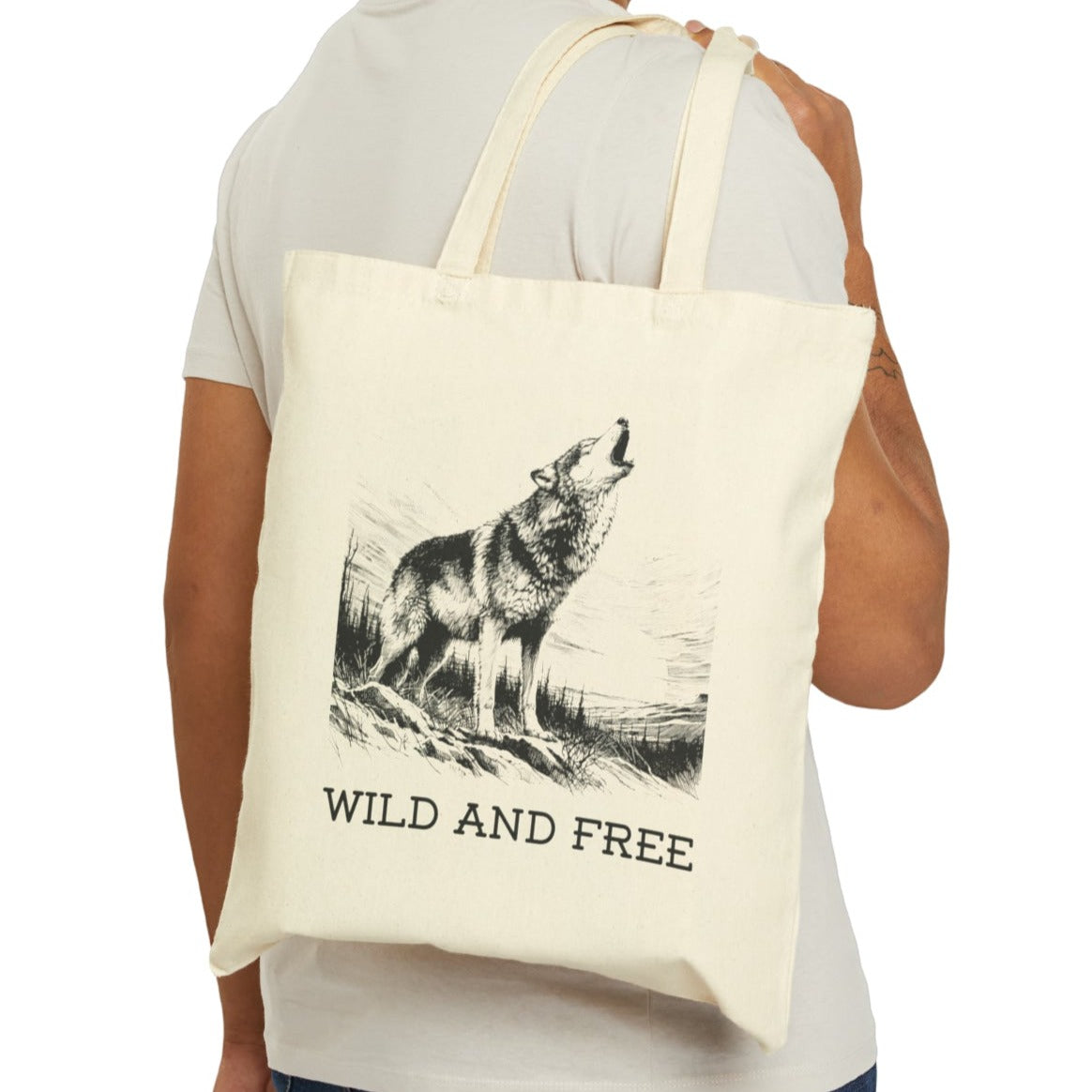 Bolso tote de lona de algodón Wild &amp; Free